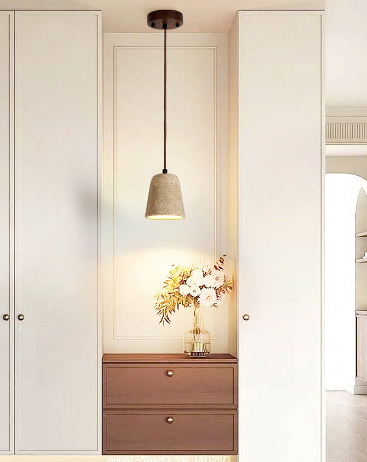Earthy Travertine Cone Pendant Light - Vakkerlight