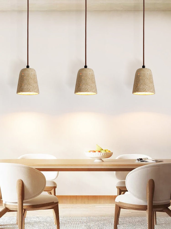 Earthy Travertine Cone Pendant Light - Vakkerlight