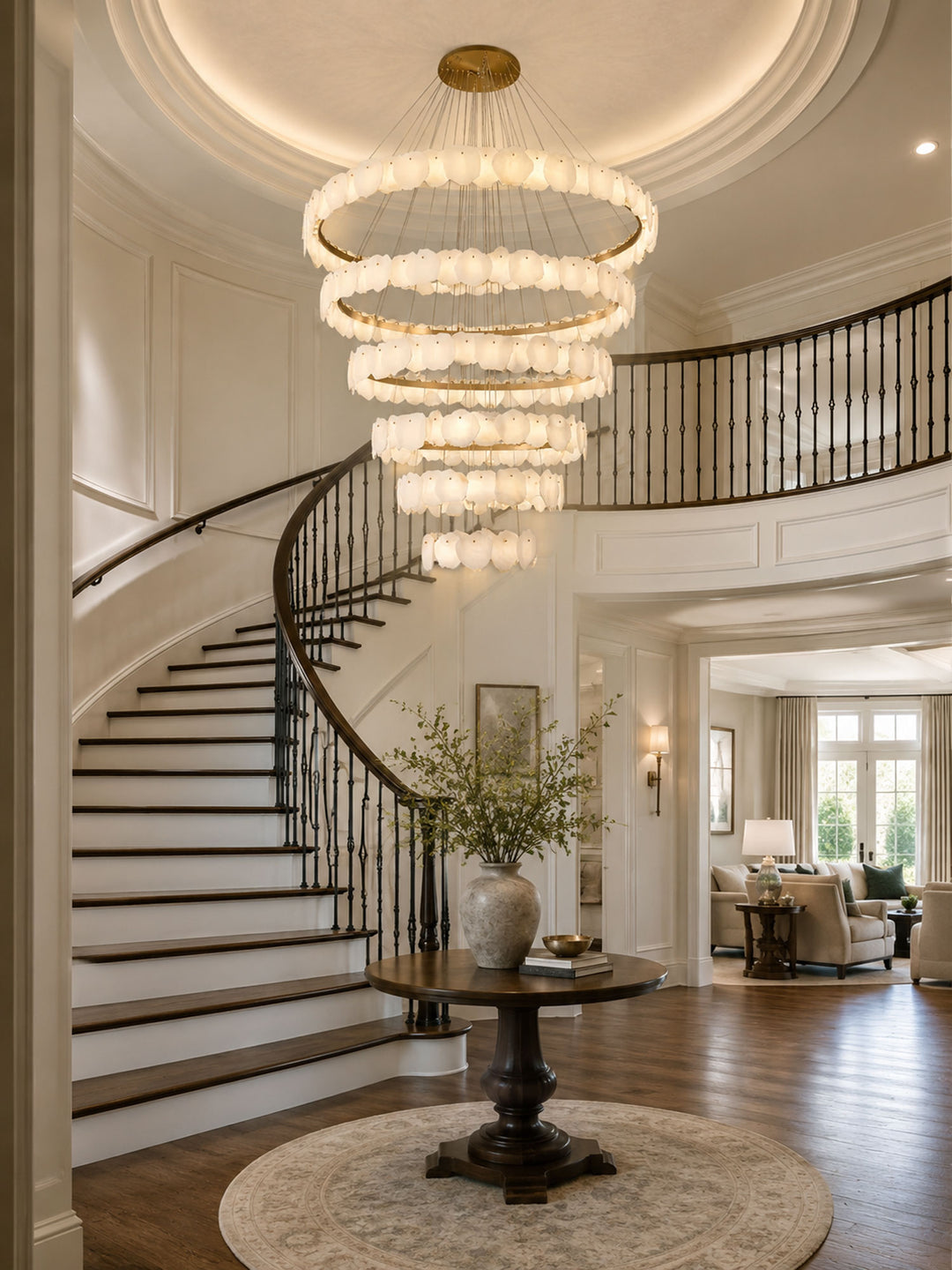 Ecliptica Spiral Alabaster Chandelier - Vakkerlight