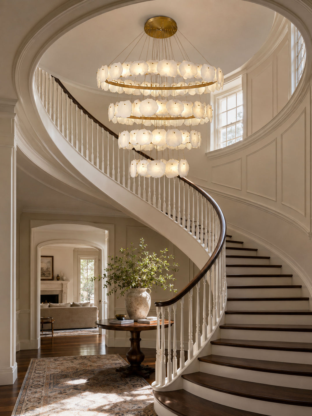 Ecliptica Spiral Alabaster Chandelier - Vakkerlight
