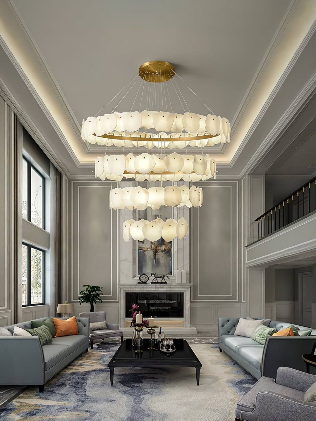 Ecliptica Spiral Alabaster Chandelier - Vakkerlight