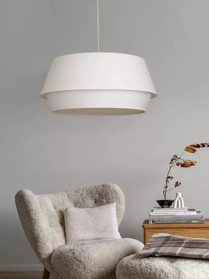 Ecru Two-Tier Linen Pendant Lamp – detail 9