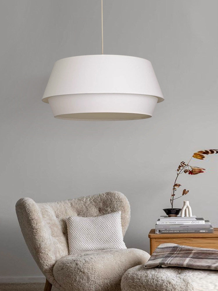 Ecru Two-Tier Linen Pendant Lamp – detail 4