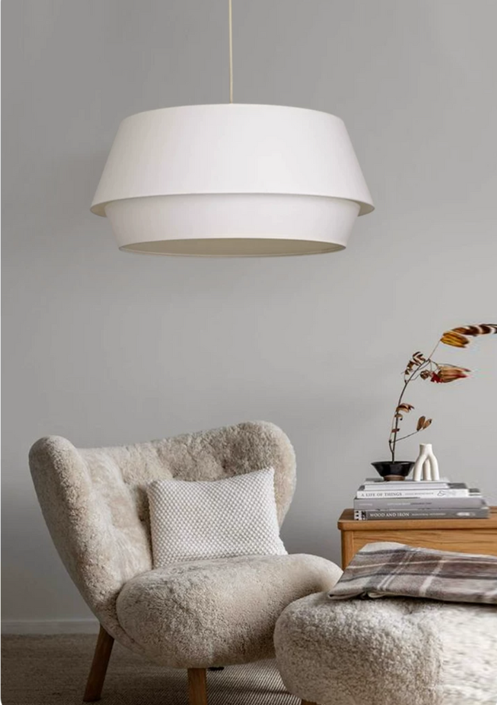 Ecru Two-Tier Linen Pendant Lamp – detail 6