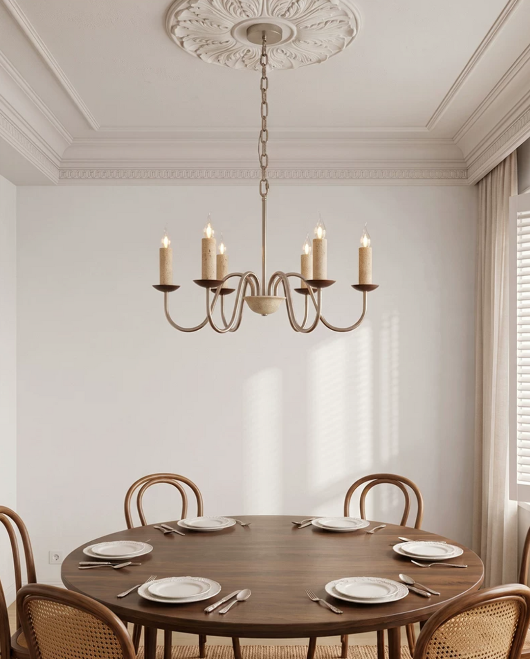 Edris Travertine Candle Chandelier