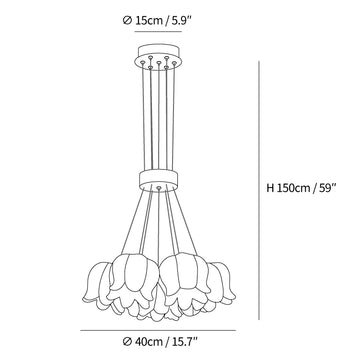 Elegante Blüten-Pendelleuchte — Dimension drawings 1
