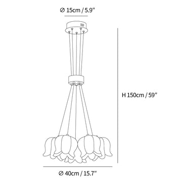 Elegante Blüten-Pendelleuchte — Dimension drawings 3