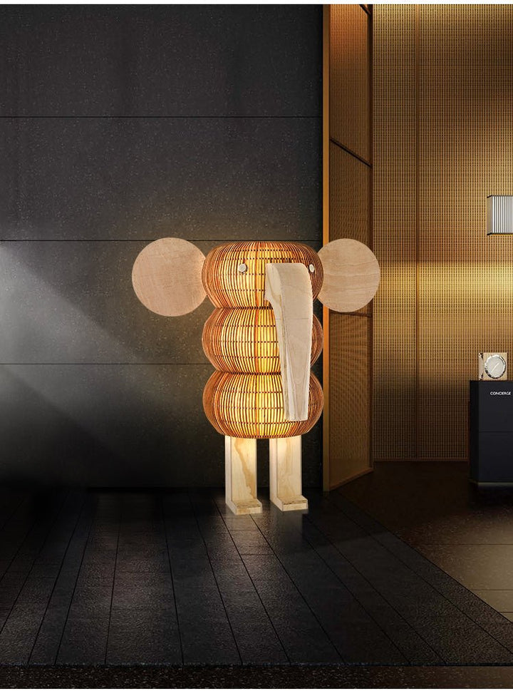 Elephant Shaped Rattan Floor Lamp - Vakkerlight