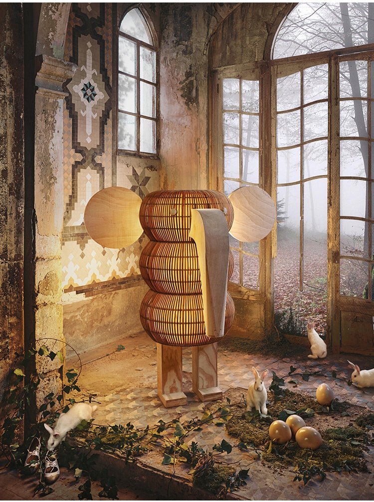 Elephant Shaped Rattan Floor Lamp - Vakkerlight