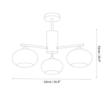 Elliptical Persimmon Chandelier — Dimension drawings 1