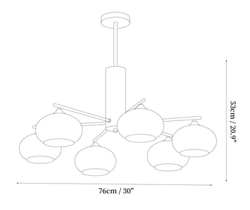 Elliptical Persimmon Chandelier — Dimension drawings 3