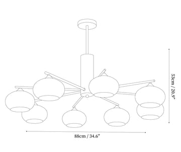 Elliptical Persimmon Chandelier — Dimension drawings 4