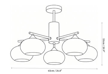 Elliptical Persimmon Chandelier — Dimension drawings 2