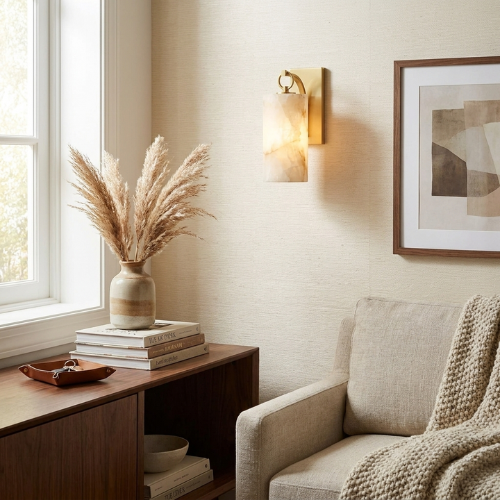 Elowen Alabaster Lantern Wall Sconce