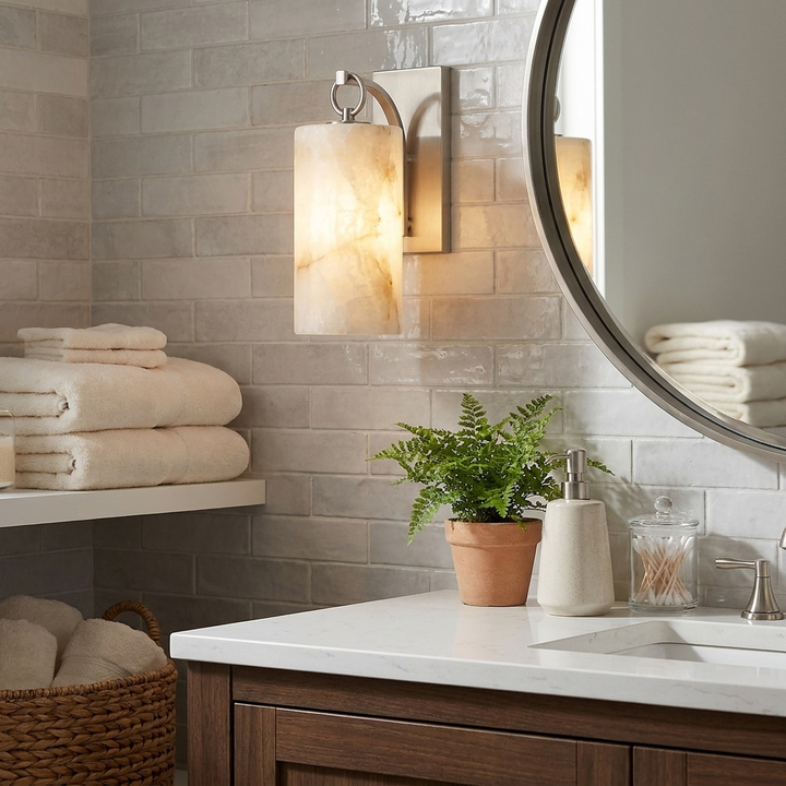 Elowen Alabaster Lantern Wall Sconce