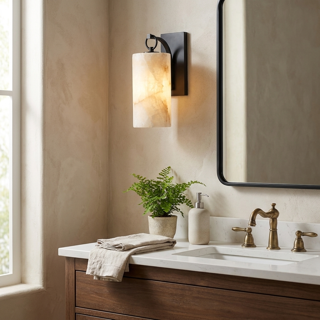 Elowen Alabaster Lantern Wall Sconce