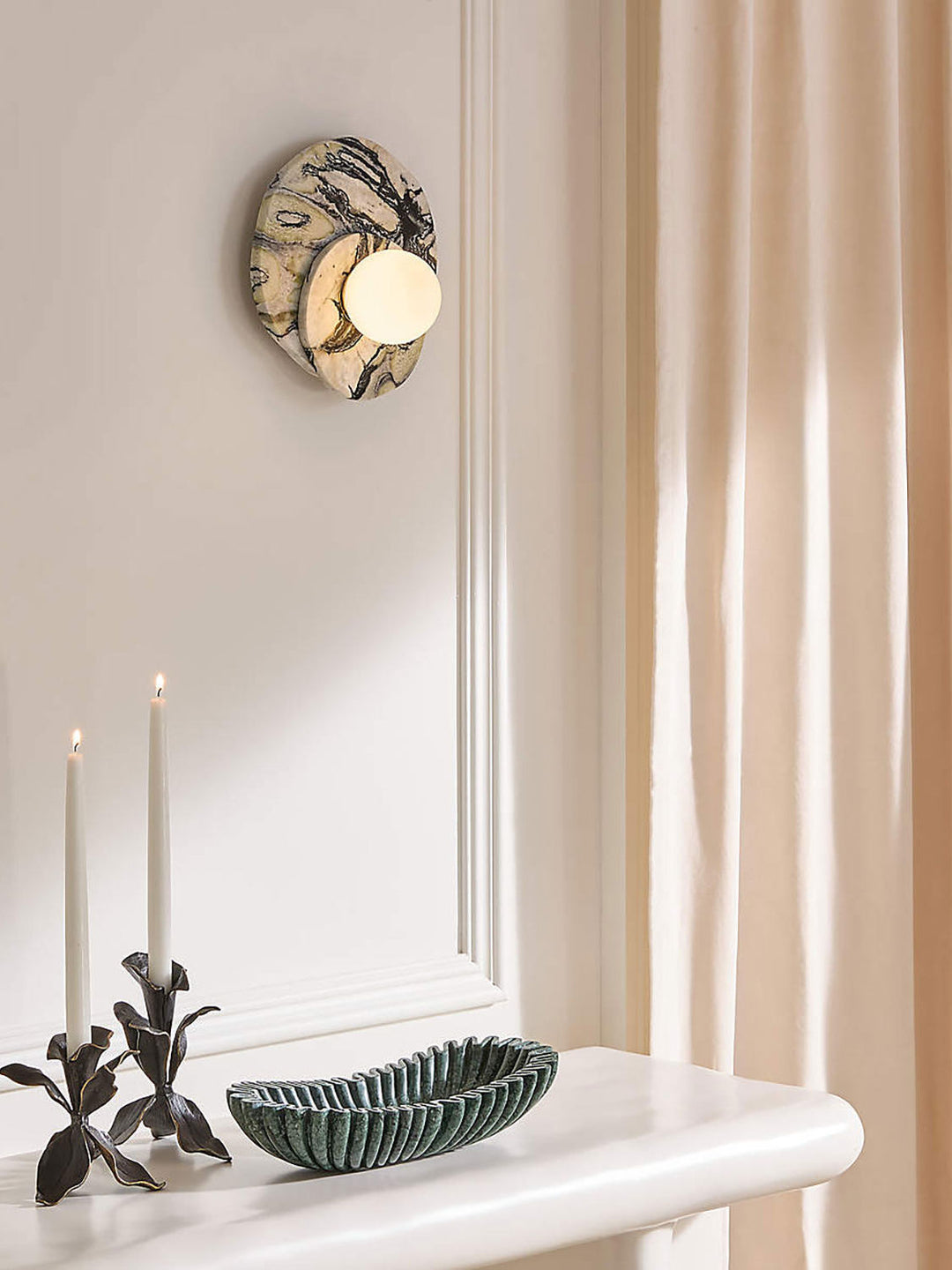 Elyra Layered Stone Globe Wall Sconce