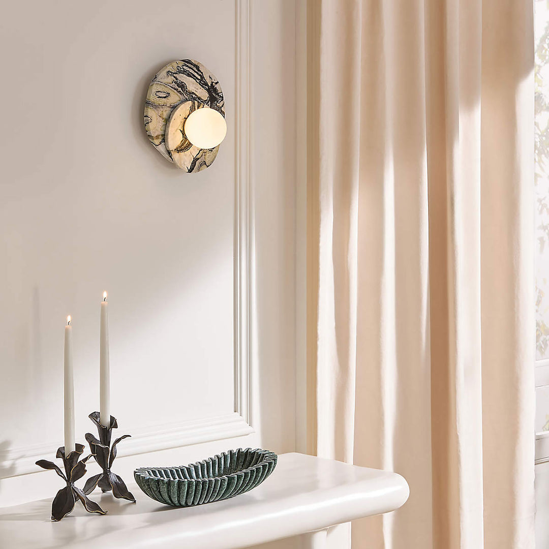 Elyra Layered Stone Globe Wall Sconce