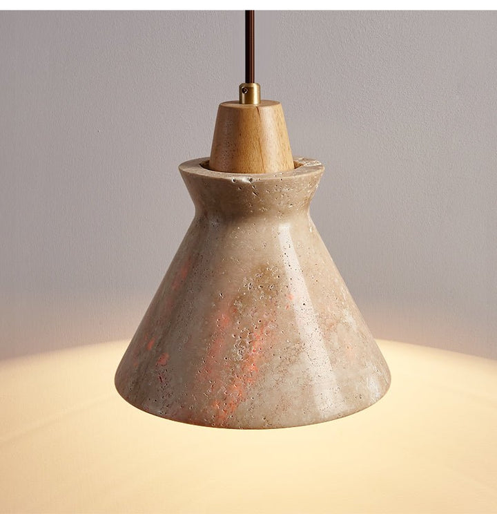 Ember Travertine Cone Pendant Lamp - Vakkerlight