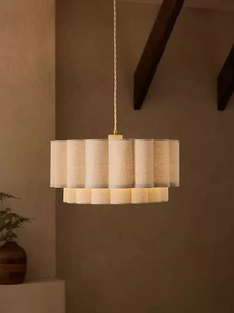 Fabric Petal Cylinder Pendant Lamp
