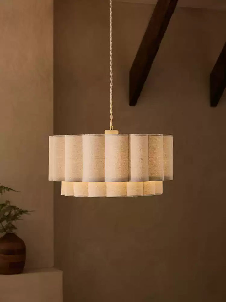 Fabric Petal Cylinder Pendant Lamp