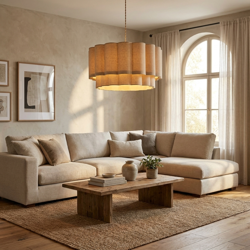Fabric Petal Cylinder Pendant Lamp