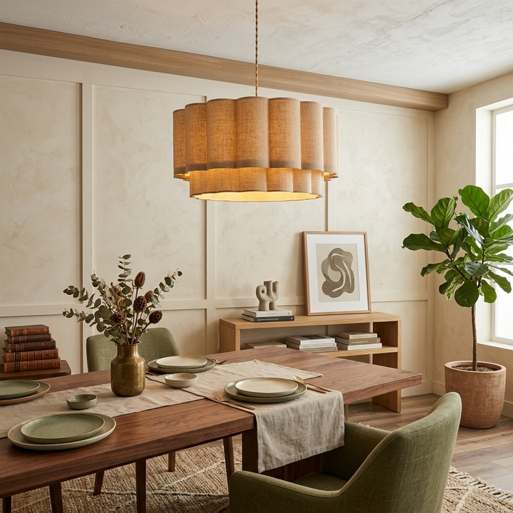 Fabric Petal Cylinder Pendant Lamp