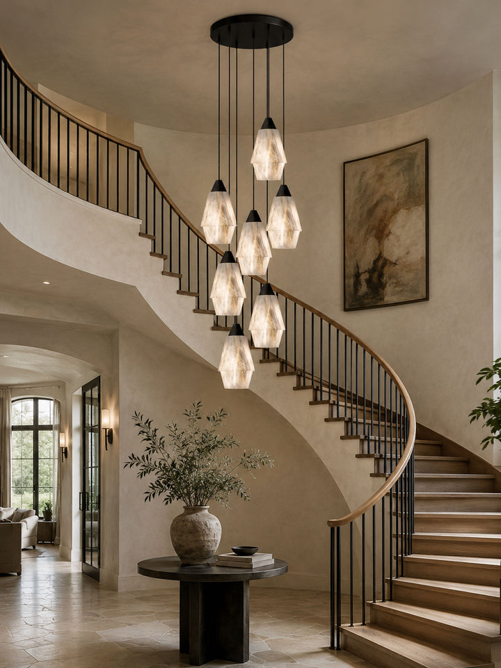 Faceted Alabaster Cluster Chandelier - Vakkerlight