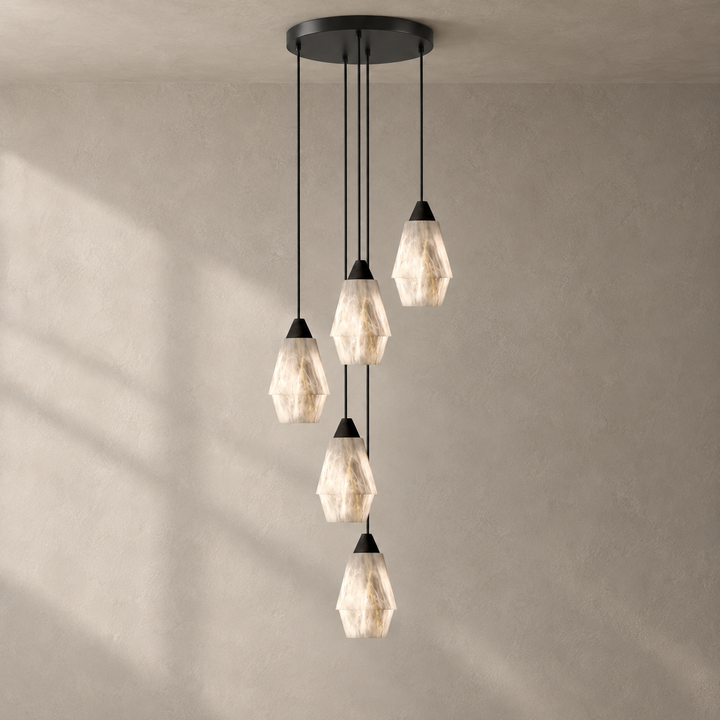 Faceted Alabaster Cluster Chandelier
