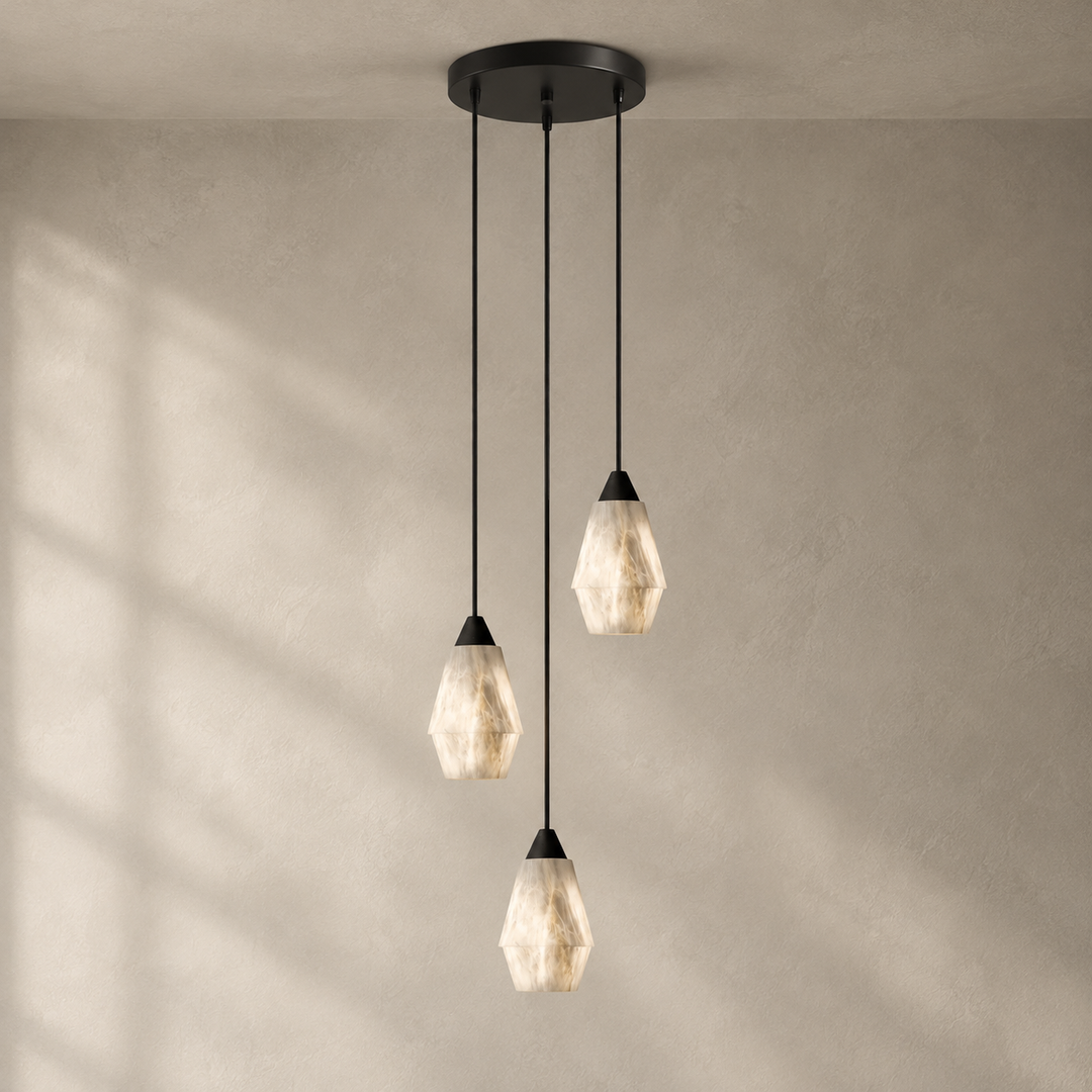 Faceted Alabaster Cluster Chandelier