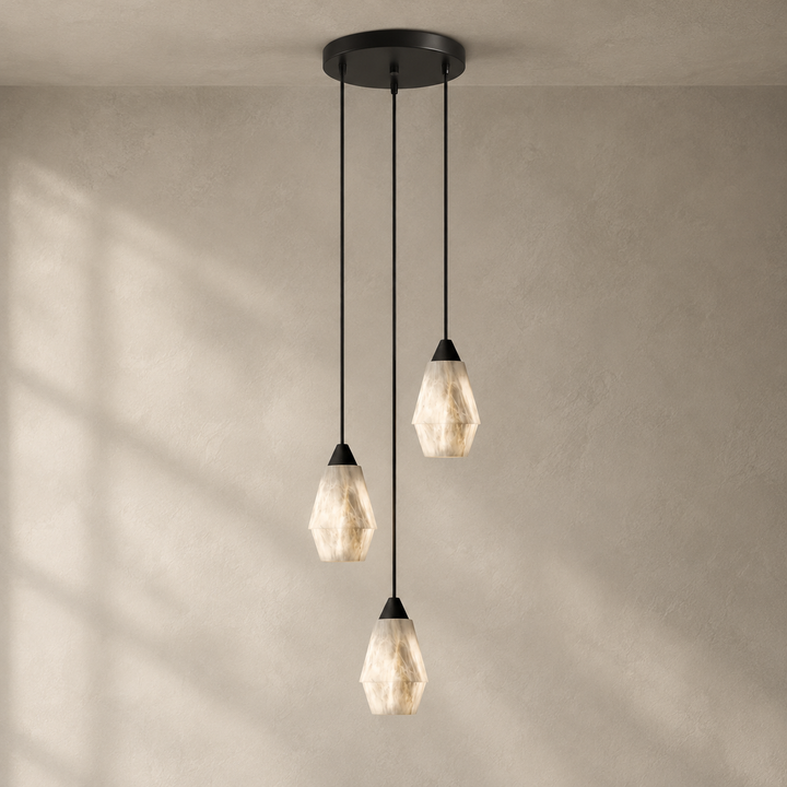 Faceted Alabaster Cluster Chandelier