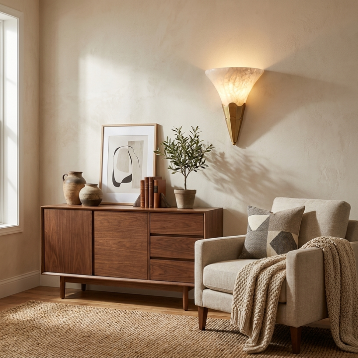Fanlight Alabaster Wall Sconce