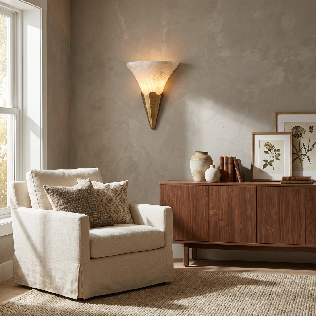 Fanlight Alabaster Wall Sconce