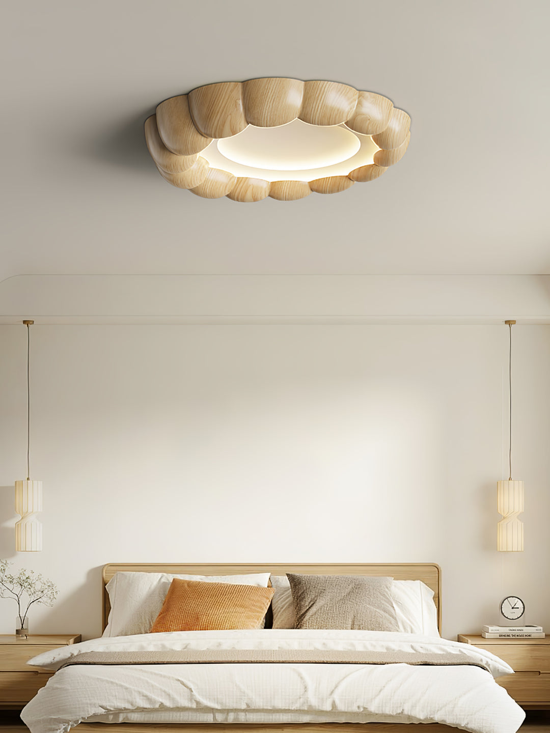 Faux Wood Ripple Ceiling Lamp - Vakkerlight