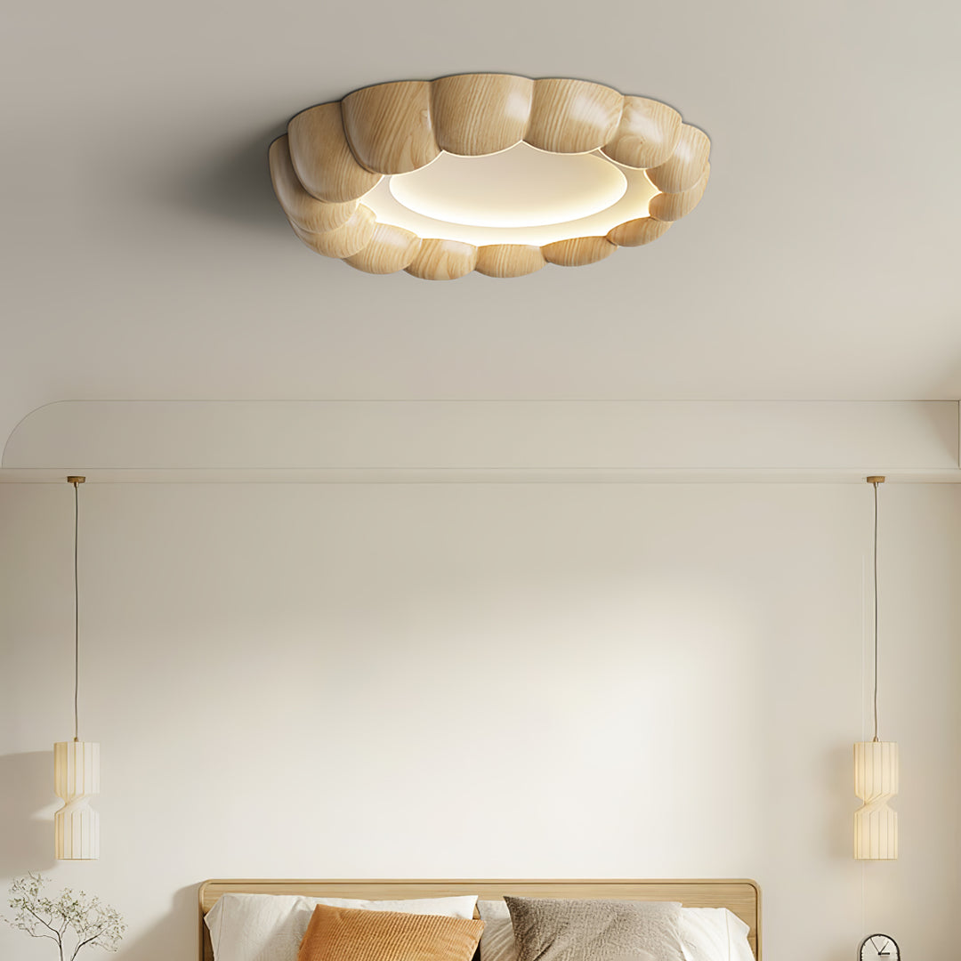 Faux Wood Ripple Ceiling Lamp - Vakkerlight