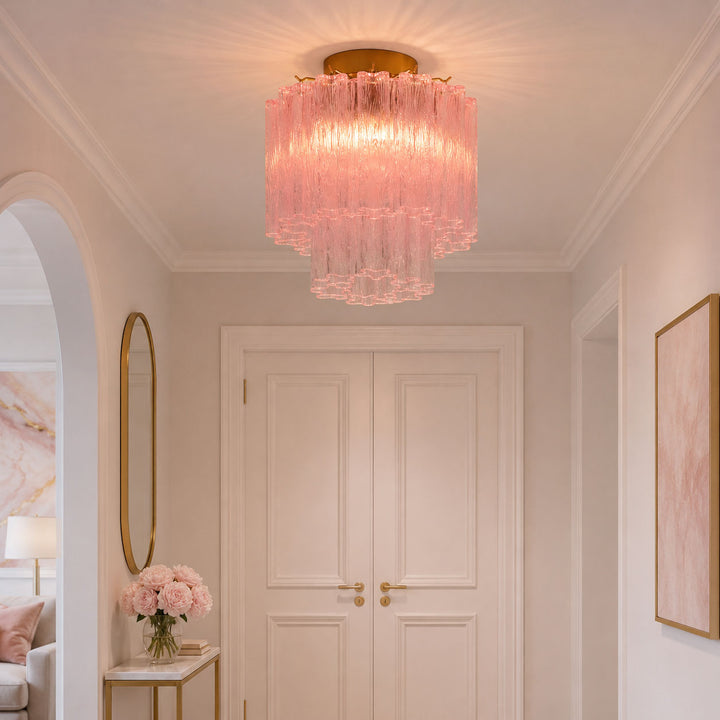 Fiora Deckenlampe aus rosa Muranoglas 