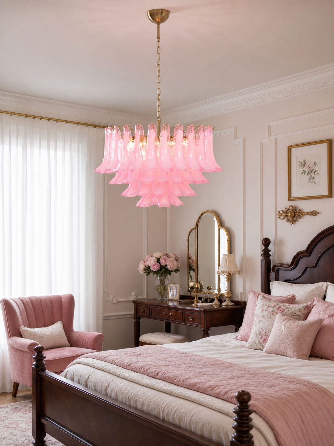 Fiora Pink Glass Chandelier - Vakkerlight