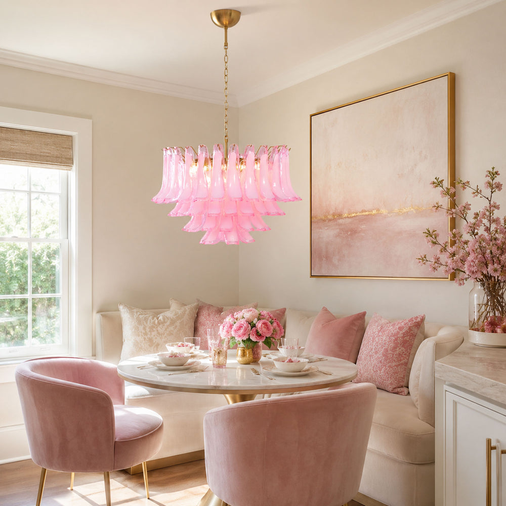 Fiora Pink Glass Chandelier - Vakkerlight