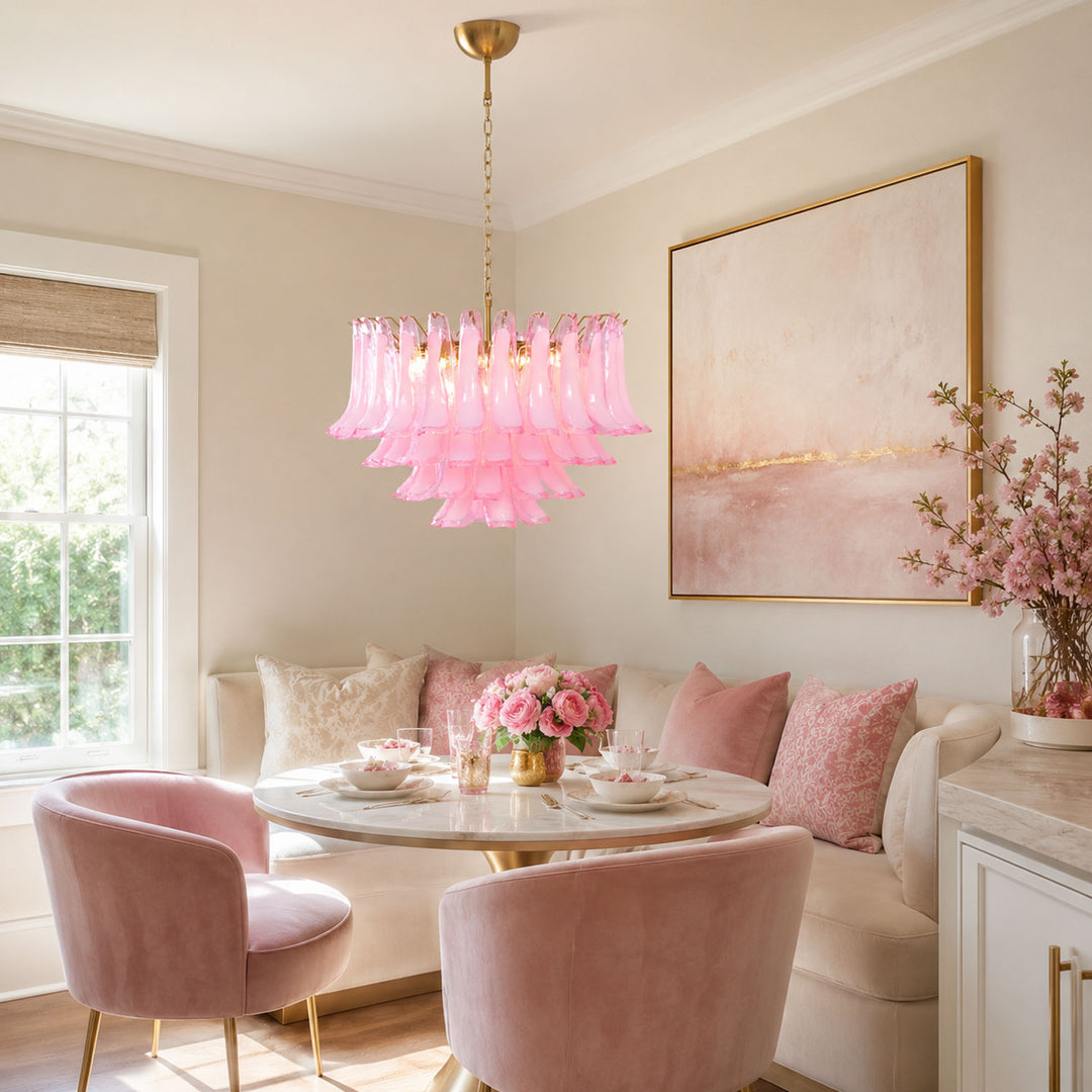 Fiora Pink Glass Chandelier - Vakkerlight