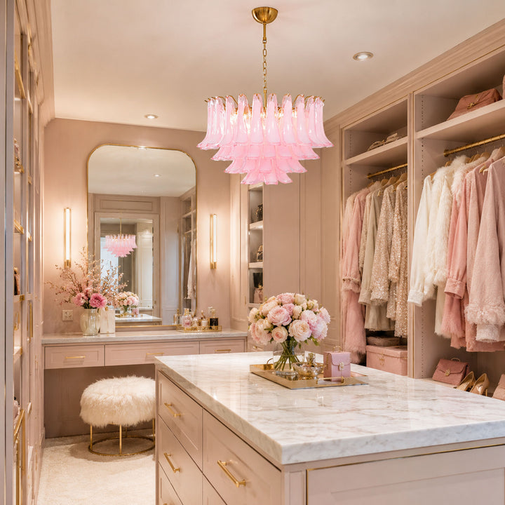 Fiora Pink Glass Chandelier - Vakkerlight