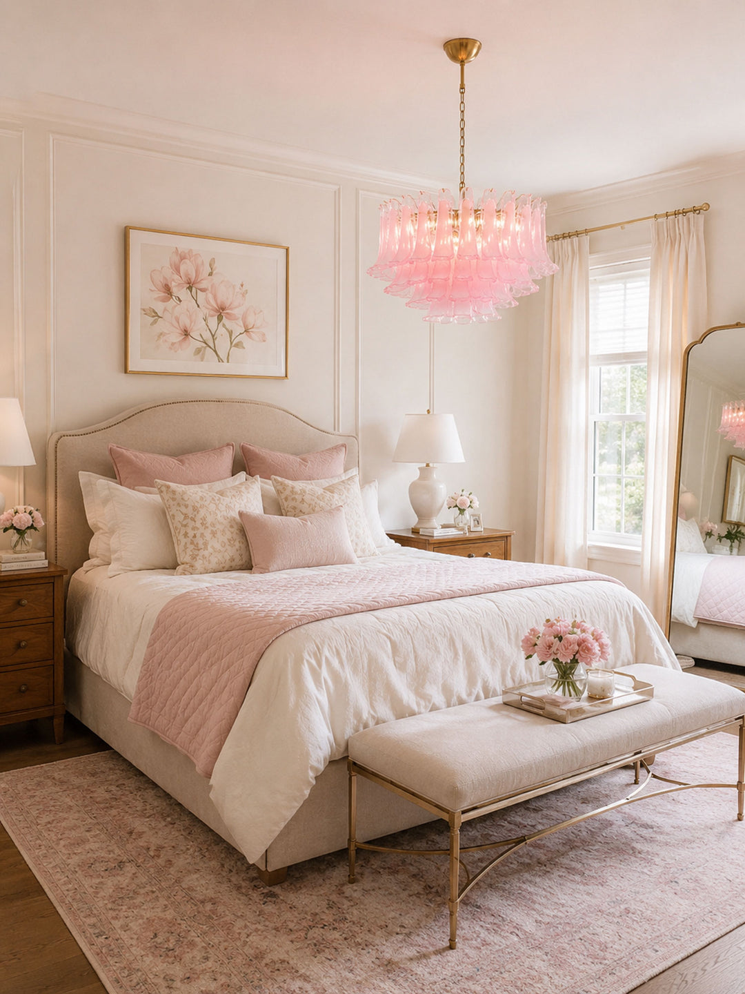 Fiora Pink Glass Chandelier - Vakkerlight
