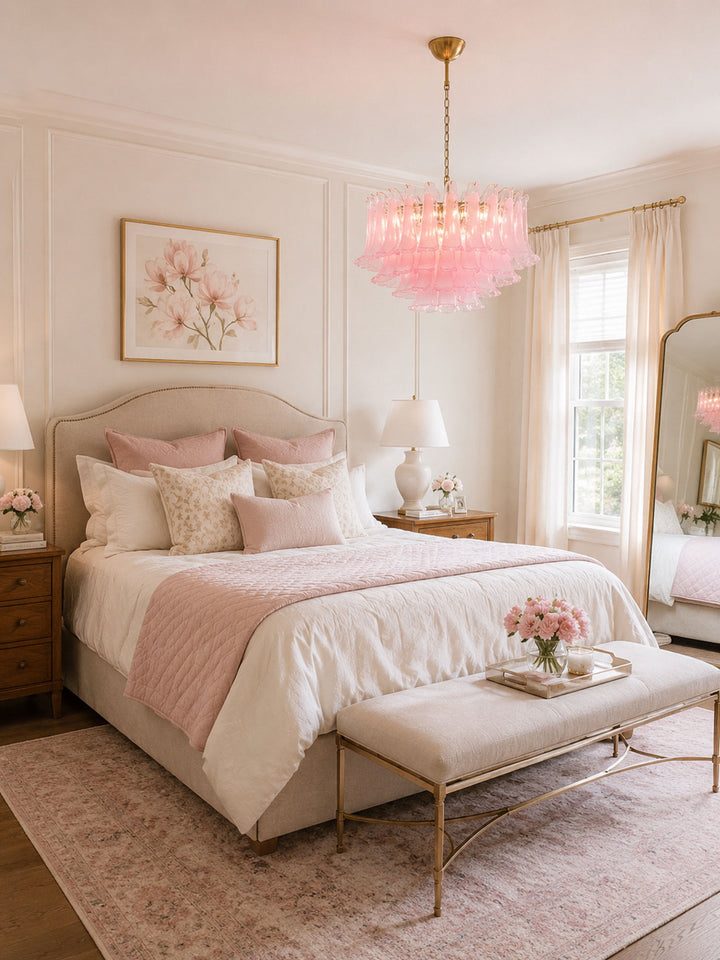 Fiora Pink Glass Chandelier - Vakkerlight