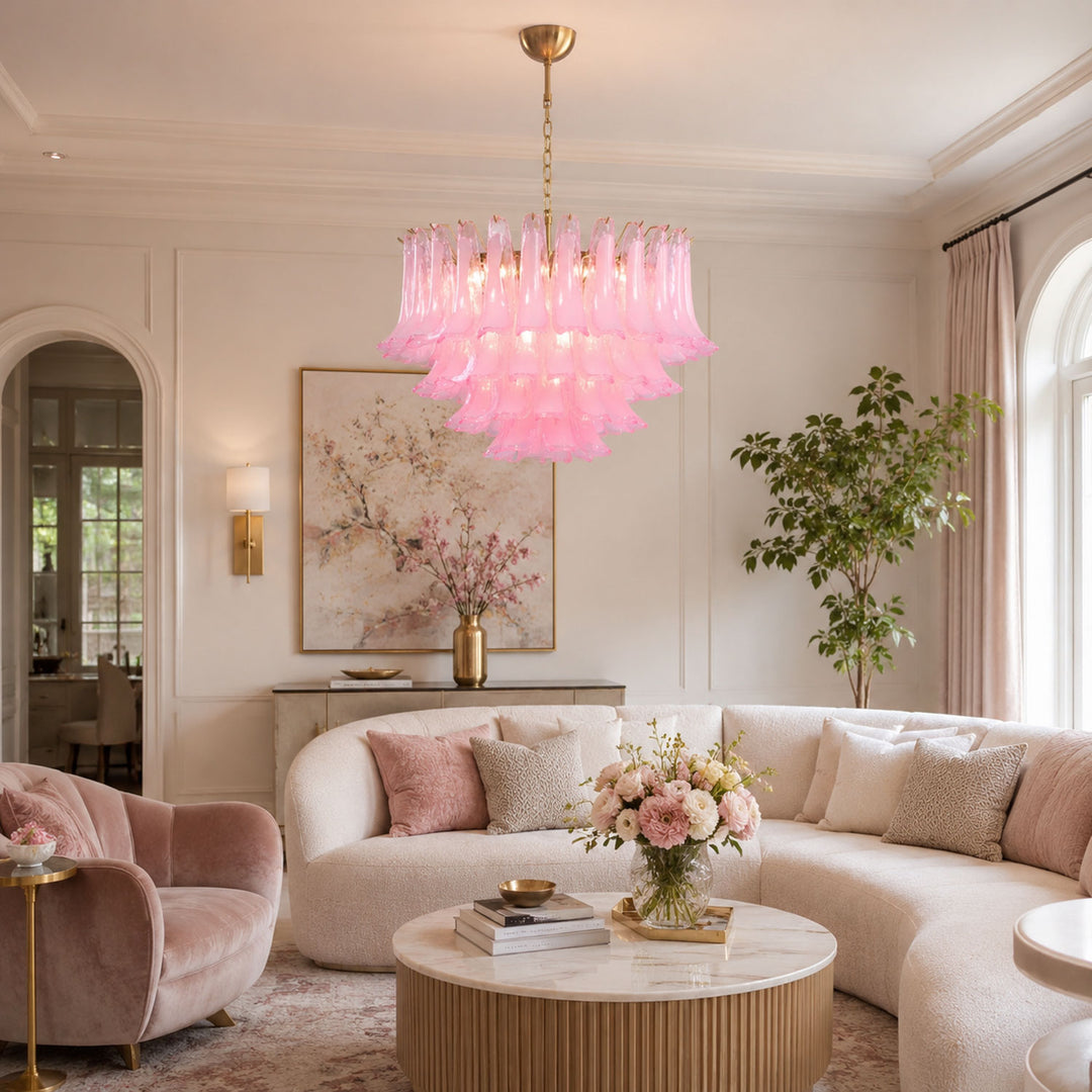 Fiora Pink Glass Chandelier - Vakkerlight