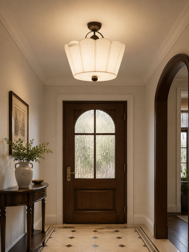 Flora Pleated Fabric Semi-Flush Mount - Vakkerlight