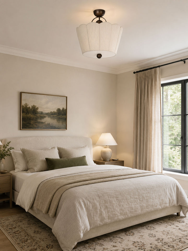 Flora Pleated Fabric Semi-Flush Mount - Vakkerlight