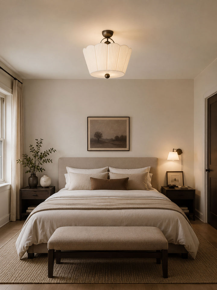 Flora Pleated Fabric Semi-Flush Mount - Vakkerlight