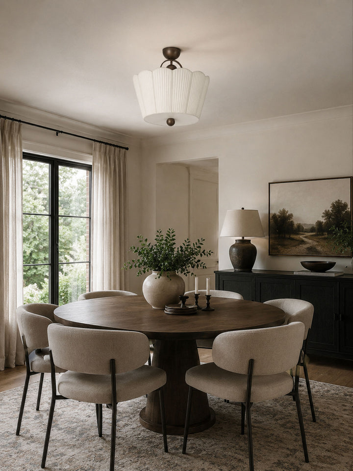 Flora Pleated Fabric Semi-Flush Mount - Vakkerlight