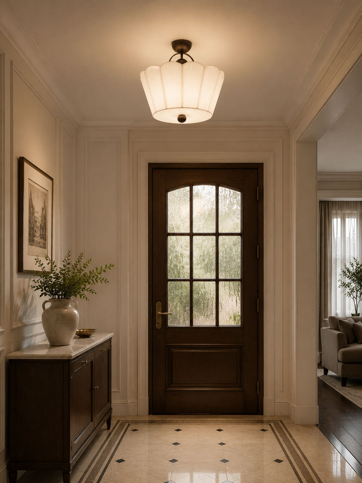 Flora Pleated Fabric Semi-Flush Mount - Vakkerlight