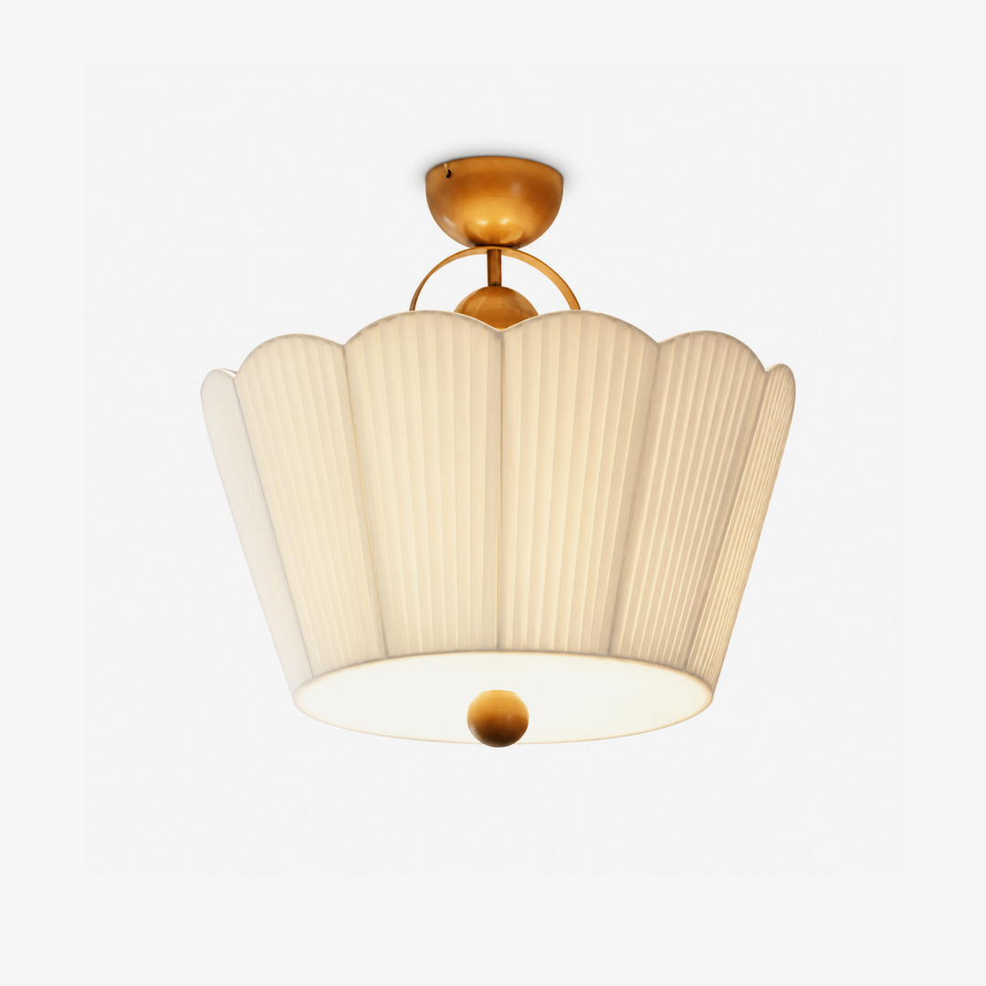 Flora Pleated Fabric Semi-Flush Mount