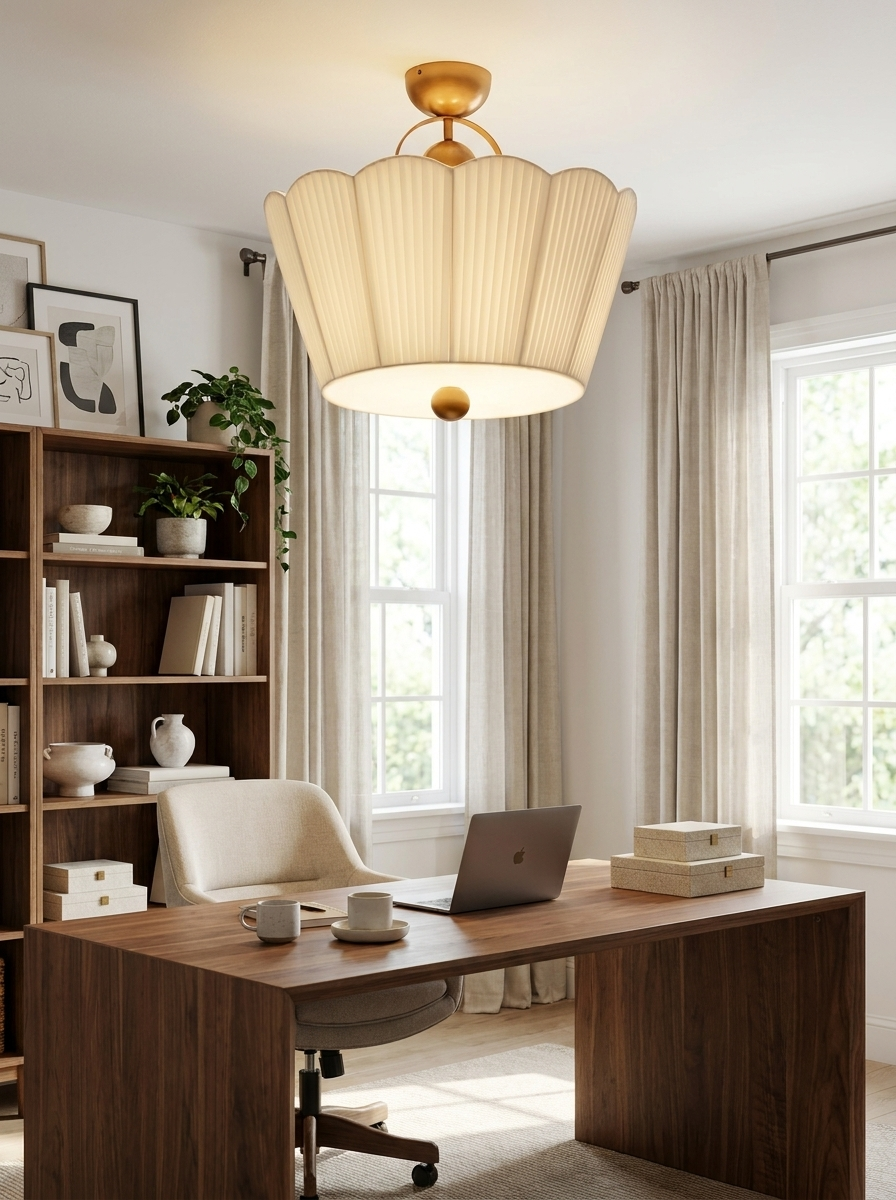Flora Pleated Fabric Semi-Flush Mount
